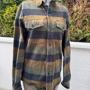 Pladra Blue & Grey Plaid Flannel - Bear Print Lining - Size Small - EUC